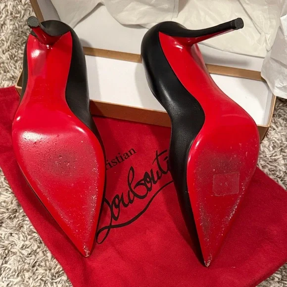 Christian Louboutin Black Heels with Signature Red Soles - Picture 2 of 11